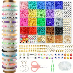 5100pcs Clay Beads Bracelet Making Kit, Polymer Beads Spacer Heishi Beads And Jewelry Kit with Elastic Strings, Crafts for Birthday