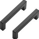Ravinte 15 Pack Black Cabinet Pulls 4 Inch Square Cabinet Handles Matte Black Kitchen Hardware for Cabinet Square Drawer Pulls (4 In Hole Centers)