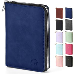 Forvencer Passport Holder Cover with Safe Zipper Closure, Premium Passport Wallet for Travel, Sleek RFID Blocking Card Case, Waterproof Travel Accessories for Men, Navy Blue