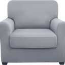 Hyha Couch Covers, Chair/Sofa Covers, Stretch, 2 Pieces, Armchair Slipcover, Separate Couch Cushion Slipcover, Furniture Protector for Dogs (Armchair, Grey) (Small)