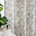 Vangao Blue Floral Linen Curtains for Living Room 96 Inches Long Farmhouse Curtains for Bedroom Vintage Print on Beige Light Filtering Window Drapes Grommet Top 2 Panels