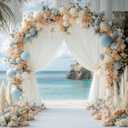 Wokceer Ivory Backdrop Curtain for Wedding Parties 10x10FT Photo Backdrop Drapes for Wedding Polyester for Photoshoot Baby Shower Birthday Party Curtains Background 2 Panels 5x10FT