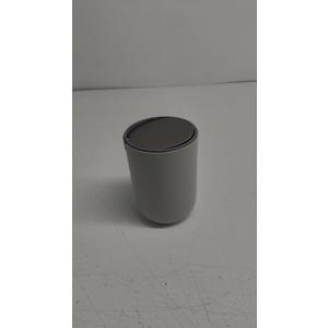 EKO Mini Desk Trash Can with Swing-Top Lid 0.4 Gallon Small Table Round Wastebasket for Office, Home, Car (Grey)