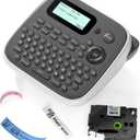 Label Maker, D210S Label Maker Machine with Tape-Waterproof, Portable Labeler Machine with Keyboard Stay Powered by Type-C, Multiple Symbols for Home Small Business School Kids Teachers Gifts
