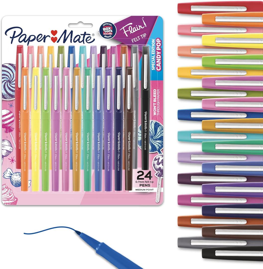 Paper Mate Flair Felt Tip Pens Medium Point 0.7 Millimeter Marker Pens Back to School Supplies for Teachers & Students Assorted Colors 24 Count