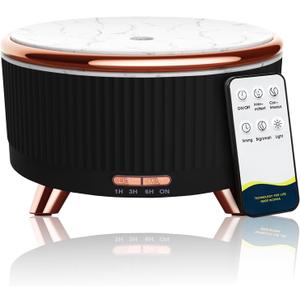 Diffusers for Essential Oils Large Room, 500ml Aromatherapy Diffuser Cool Mist Humidifier with Remote Control,7 Colors Lights & 3 Mist Mode Waterless Auto Off for Women Office Home Black