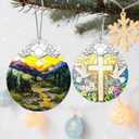 Stained Glass Ornament, Christmas Ornaments, Christmas Decorations for Tree, Holiday Ornament, Gifts for Nature Lovers, Holiday Party Gifts, Gift Ideas & Xmas Gift - Mountain Range