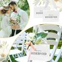 12 Pcs Reserved Seating Signs, This Row Is Reserved Hanging Signs with Silk Ribbon for Wedding Chairs Handmade Paper Chairs Sign for Wedding Ceremony Church Events Benches(White)