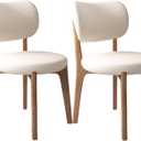 Solid Wood Dining Chairs Kitchen Chairs Set of 2 Mid Century Modern Dining Chairs with Wooden Frame and Upholstered Farmhouse Dining Room Chairs for Kitchen,Living Room (A-light Walnut + White)