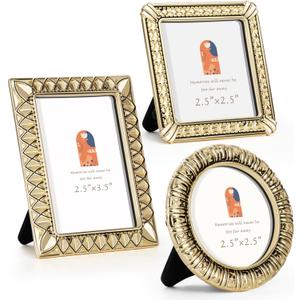 Classic Gold Mini Frame Set Set of 2.5x2.5 & 2.5x3.5 In | For Tabletop Display | Perfect for Home Decor, Wedding, Graduation, Or Milestone Photos