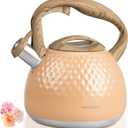 Tea Kettle,2.5 Quart Stovetop Tea Kettles Loud Whistle,Food Grade Stainless Steel Water kettles for Stove Top with Anti-hot Ergonomic Handle,Suitable for All Heat Sources (Peachy)