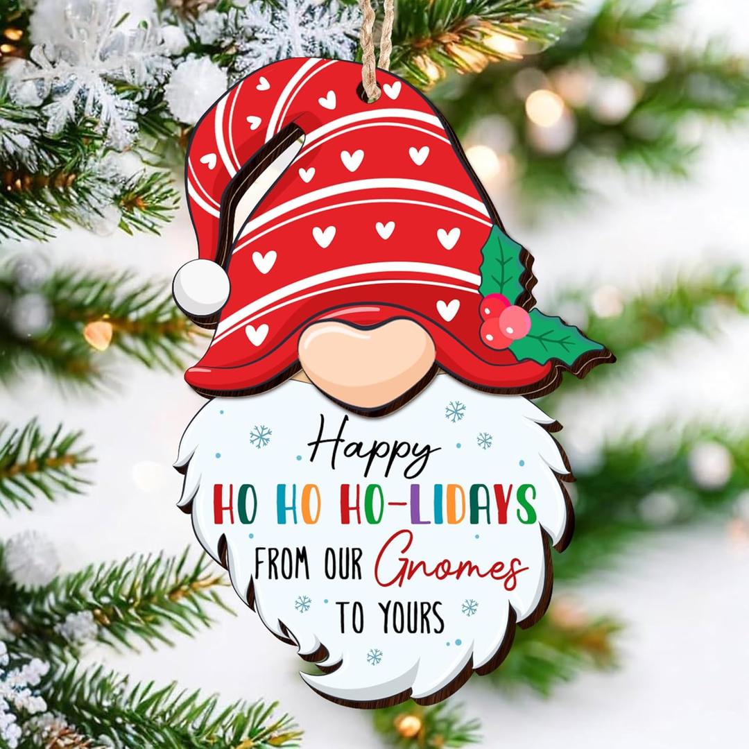 Gnome Christmas Ornaments 2025 - Wooden Gnome Ornaments for Christmas Tree - Gnomes Gifts for Women, Gnomes Ornament for Xmas Decorations, Holiday Xmas Gifts for Women Mom Grandma Neighbors