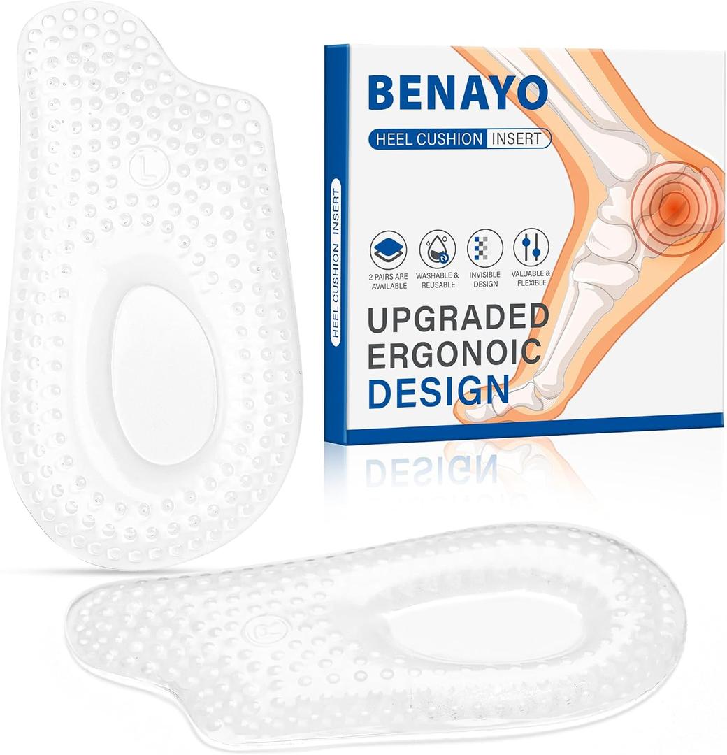 2Pairs Plantar Fasciitis Heel Cups Inserts,Heel Cushions for Plantar Fasciitis,Heel Pain,Shock Absorption Orthotic Inserts for Relieves Foot Pressure.