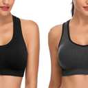 MIRITY Women Racerback Sports Bras - High Impact Workout Gym Activewear Bra (Medium, Black Grey)