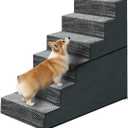 28" H Dog Stairs for Small and Medium Dogs 6-Step Ramps for High Beds and Couch Non-Slip Extra Wide Pet Stairs for Old Dogs and Puppy and Cat - Stable & Durable with Machine Washable Cover Indoor