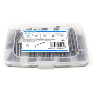 iexcell 50 Pcs M4 x 40/45/50/55/60 Stainless Steel 304 Hex Socket Button Head Cap Screws Bolts Assortment Kit