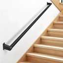 Industrial Stair Railing Metal Hand Rails for Indoor Stairs Wall Mount Staircase Handrails 1.5" Pipe Stair Handrail for Steps Black Aluminum Stairway Railing for Outdoor & Indoor Stairs 5ft