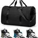 Convertible Garment Duffle Bags for Travel, Carry On Garment Bag for Women Men 2 in 1 Hanging Suit Bag, Large Weekender Bags for Business Trip Wedding Hanging Clothes Black