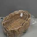 Coeusy Scalloped Basket Set of 2,Water Hyacinth Basket for Organizing and Decor,Hand-Woven Wicker Storage Baskets with Built-In Handles for Nursery,Gift,Laundry (Oval)