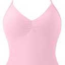 Womens Halter Tank Tops Longline Strappy Top with Built-in Bra V Neck Backless Gym Workout Camis with Adjustable Strap (Pink)