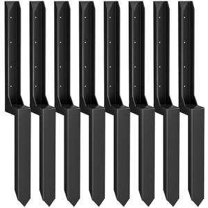 Fence Post Repair Kit，Heavy Duty Steel Fence Post Anchor Ground Spike ，Quick Fix Broken/Leaning Wood Posts with，and Fixed Fence Posts(One-Piece 33.7",8 pcs)