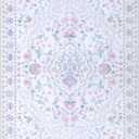 Wonnitar Floral Purple Rug for Bedroom, 8x10 Washable Rugs for Nursery Girls, Boho Low Pile Soft Non Slip Carpet for Dorm Living Room Playroom Home Decor, Pale Purple