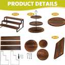 Teenyyou 5 Pcs Wooden Cupcake Stand Set 3 Tiered Display Shelf Round Rotatable Cupcake Stand Cake Tower Wood Rectangle Cake Tray for Dessert Table, Festivals, Wedding Party (Dark Color)