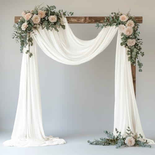 Xiomot Wedding Arch Draping Fabric 28.7" x 20FT Ivory Sheer Chiffon Backdrop Drapes for Wedding Ceremony Birthday Party Bridal Shower Outdoor Decoration