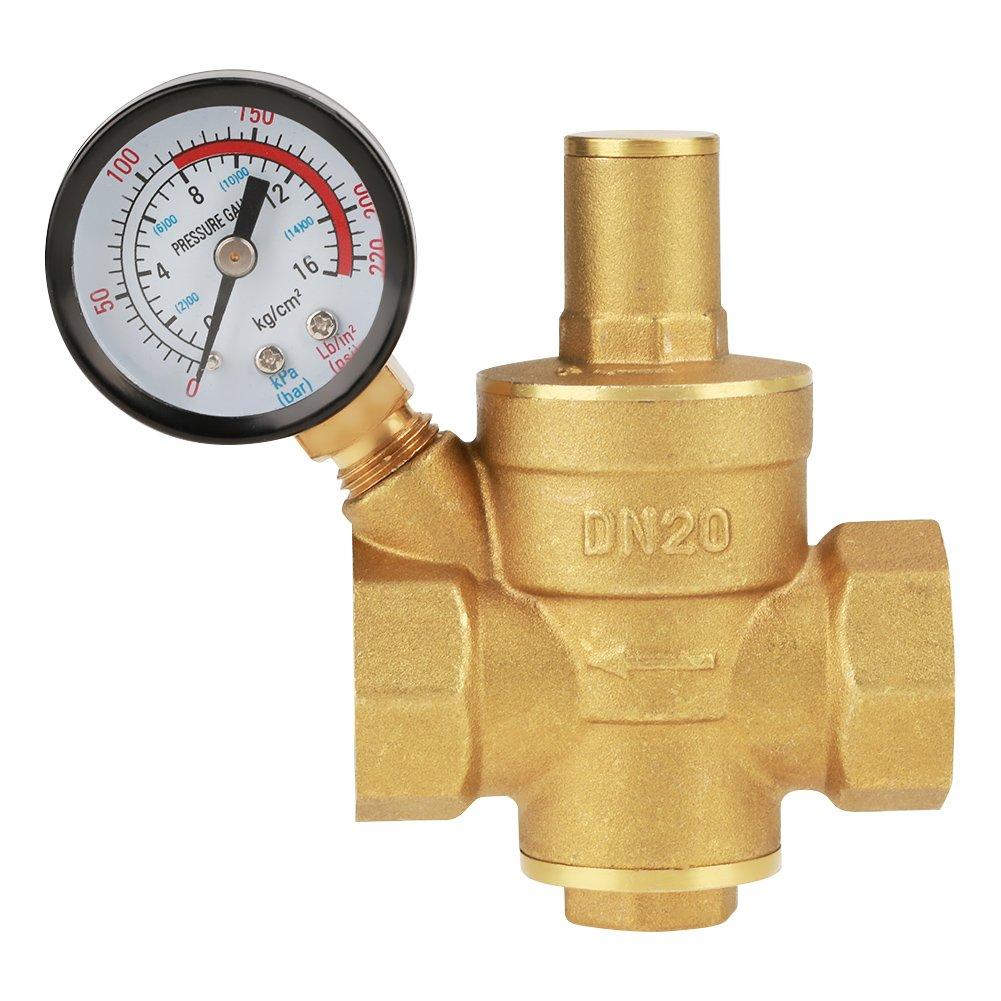 DN20 Adjustable Brass Water Pressure Reducer Valve with Meter Water Pressure Regulator Reducer