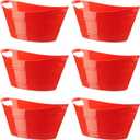 Patelai 6 Pcs Ice Buckets Bulk, Plastic Ice Buckets with Handles, Oval Storage Tub, Large Capacity Drink Tub for Party Bar Wine Beer Champagne Beverage Bottle Cooler(4.5 Liter,Red)
