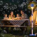 Bubble Machine for Kids Bubble Blower Maker with Lights and Music Automatic Bubble Stand Machine for Parties Birthday Wedding Toddlers Kid Summer Outdoor Toys (Blue)