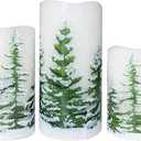 Baquler 3 Pcs Christmas Flameless Candles Projector with Remote Timer  Christmas Tree Projector Lights LED Candles Battery Operated for Xmas Home Indoor Holiday Party Decorations