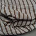 Extra Long Shower Curtains 84 Inch Farmhouse Linen Beige Button Woven Fabric Country Rustic Western, Pleated Brown Stripe 72" W x 84" L