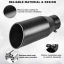 Mupera 3.5 Inch Inlet Exhaust Tip, 5" Outlet, 12" Long Powdercoat Black Exhaust Tips for Universal 3.5 Inch Outside Diameter Exhaust Tips, Tail Pipe Exhaust Tips 3.5" Inlet with Bolt-On