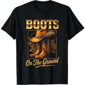 Boots On The Ground Western Style T-Shirt, Black 