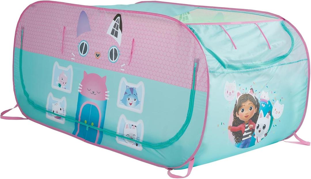 Gabbys Dollhouse 2-in-1 Kids Pop-Up Play Tent and Twin Bed Tent, Indoor Playhouse for Pretend & Imaginative Play