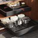 2 Pack Pull Out Cabinet Organizer Expandable Width(13"-21") and Depth(17"-24"),Slide Out Drawers With Raising Pad for Framed Cabinets,No Drill Roll Out Shelves for kitchen,Bathroom,Black