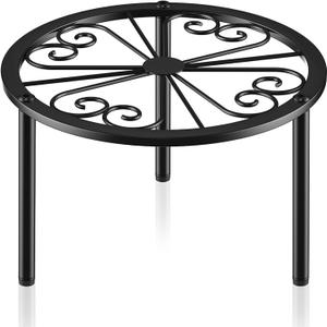 TOSKING Heavy Duty Metal Plant Stand - 9.1-inch Decorative Round Plant Stand, Adjustable Leveling Feet & Rust-Resistant Finish for Indoor/Outdoor Use 