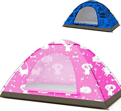 KidzAdventure 2 in 1 Indoor/Outdoor Tent for Kids, Small 1 or 2 Toddler/Kids Tent, Backpacking, Lightweight and Easy Pop up, Ideal for Backyard, Outside Camping, or Play Fort, Pink