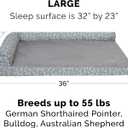 Furhaven Orthopedic Dog Bed for Large/Medium Dogs w/ Removable Bolsters & Washable Cover, For Dogs Up to 55 lbs - Plush & Almond Print L Shaped Chaise - Gray Almonds, Large