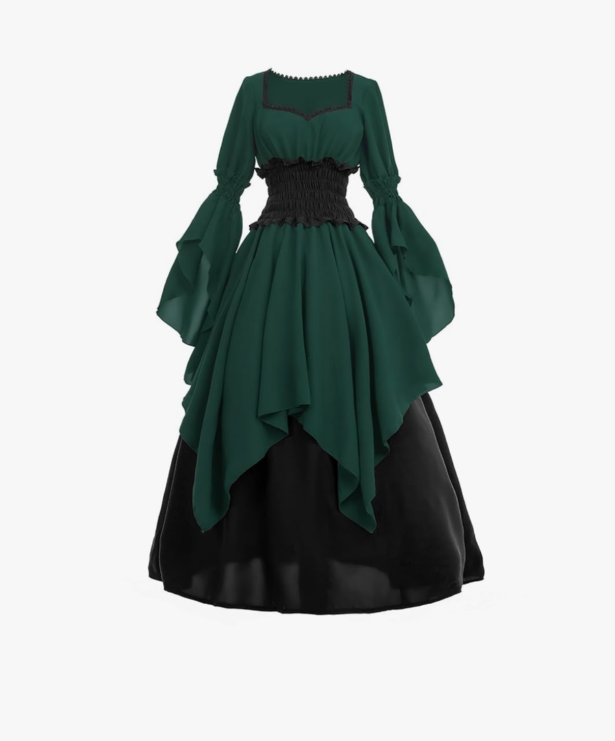 LTAKK Renaissance Dress Medieval Costume Victorian Dresses Women Peasant Gothic Fairy Witch Wedding Dress S