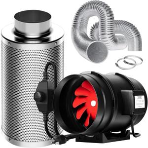VIVOSUN Grow Tent Ventilation System, 8 Inch Inline Duct Fan with Speed Controller, 8'' Carbon Filter, and 25ft. Ducting Combo, Air Cooling and Filtration Kit for Grow Tent, Hydroponics