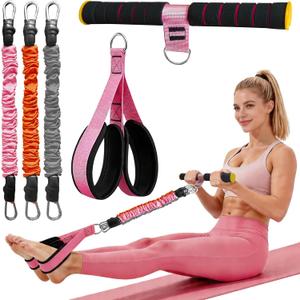 2026 Upgraded Pedal Resistance Band with Handles, 20/30/40LBS Adjustable Latex Bands, Non-Slip Comfort Pedals, Safety Sleeve, Compact Full-Body Workout Kit for Women, Sit Up Exercise Equipment