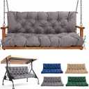 Porch Swing Cushions 60 Inch,Waterproof Patio 2 3 Seater Replacement for Outdoor Furniture with Backrest&Strap,Thick 4" Swing Seat Cushion for Loveseat Garden Glider Bench Lawn Backyard,Dark Gray