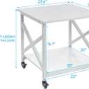 Fannova 23.6 x 23.6 Inches Large Printer Stand, 2 Tier Square Printer Table with Storage Shelf for Home Office, Multi-use Rolling Cart with Wheels for Laser, 3D Printer and Mini Fridge - White