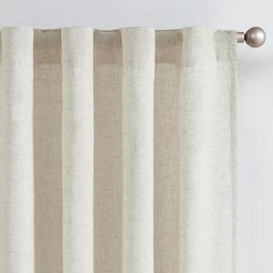 jinchan Linen Blend Curtains for Living Room 90 Inches Length 2 Panels Natural Window Treatment for Sliding Glass Doors, 50 Inches Wide Farmhouse Drapes with Rod Pocket Back Tab (50W x 90L, Ecru)