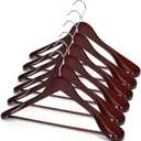 JS Hanger Wooden Extra-Wide Shoulder Suit Hangers for Coat and Pants, Walnut Finish, 6-Pack