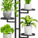 iDavosic.ly 5 Tier Plant Stand Indoor Outdoor, Tiered Corner Multiple Flower Pot Holder Shelf, Metal 40 Inch Tall Display Rack for Patio Porch Living Room Garden Balcony Bedroom, Black