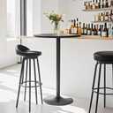 Modern Bistro Table 40 Inch Height, 23.6" Round Bistro Pub, Black Bar Height Cafe Table for Kitchen, Parties (Black), 23.6 inches x 23.6 inches x 40.55 inches