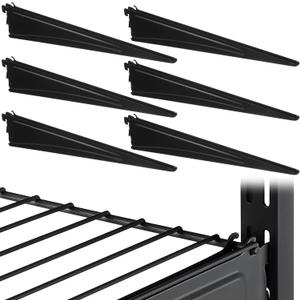 Adjustable Locking Shelf Bracket 16 Inch Shelf Brackets Heavy Duty Wire Shelving Brackets for Deep Wire Shelving Double Track System(Black,6 Pcs)